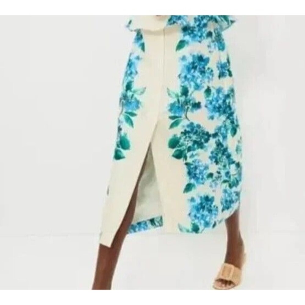 NEW Tuckernuck Water's Edge Hydrangea Kennedy Front Slit Midi Skirt Medium